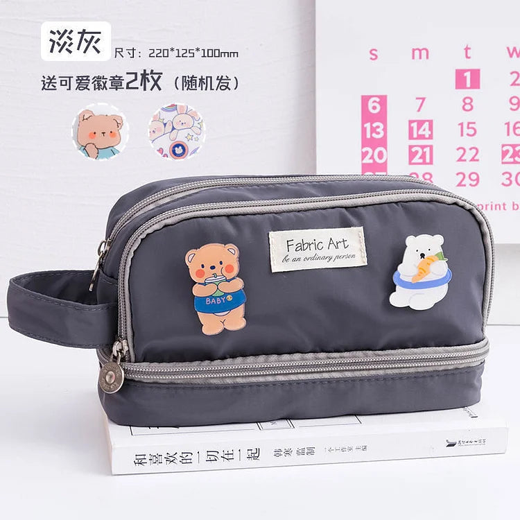 Cute Waterproof Canvas Pencil Cases Makeup Bag