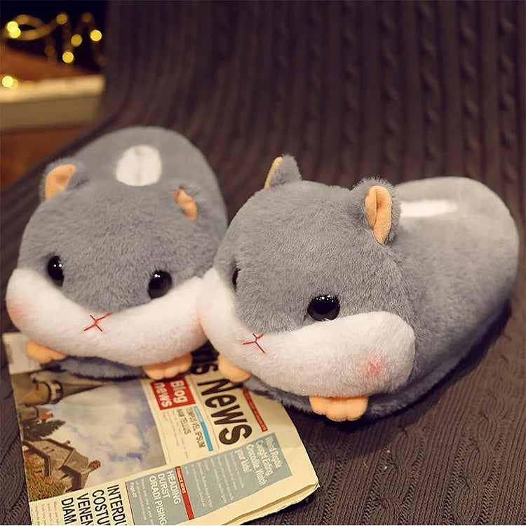 Kawaii Hamster Plush Slippers