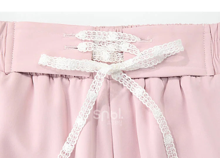 Blue Pink Cute Pastel Spring Lace Pants