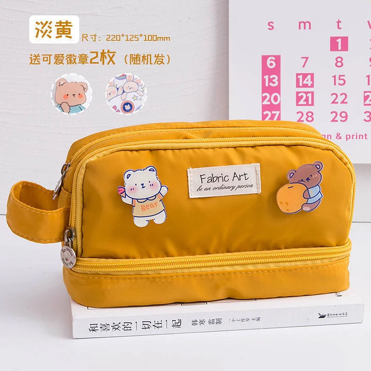 Cute Waterproof Canvas Pencil Cases Makeup Bag