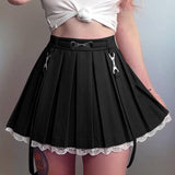 Lace Hemmed Pleated Skirt