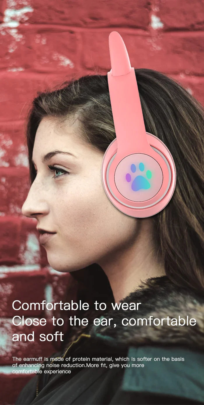 Paw Print Cat Ear Gaming Headphones