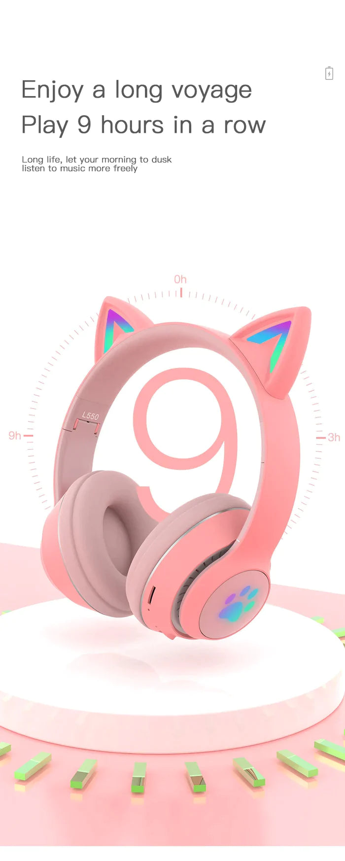 Paw Print Cat Ear Gaming Headphones