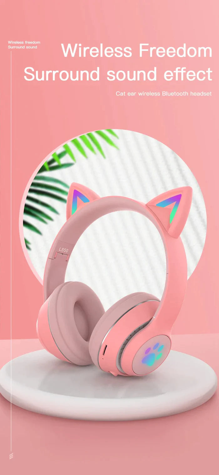 Paw Print Cat Ear Gaming Headphones