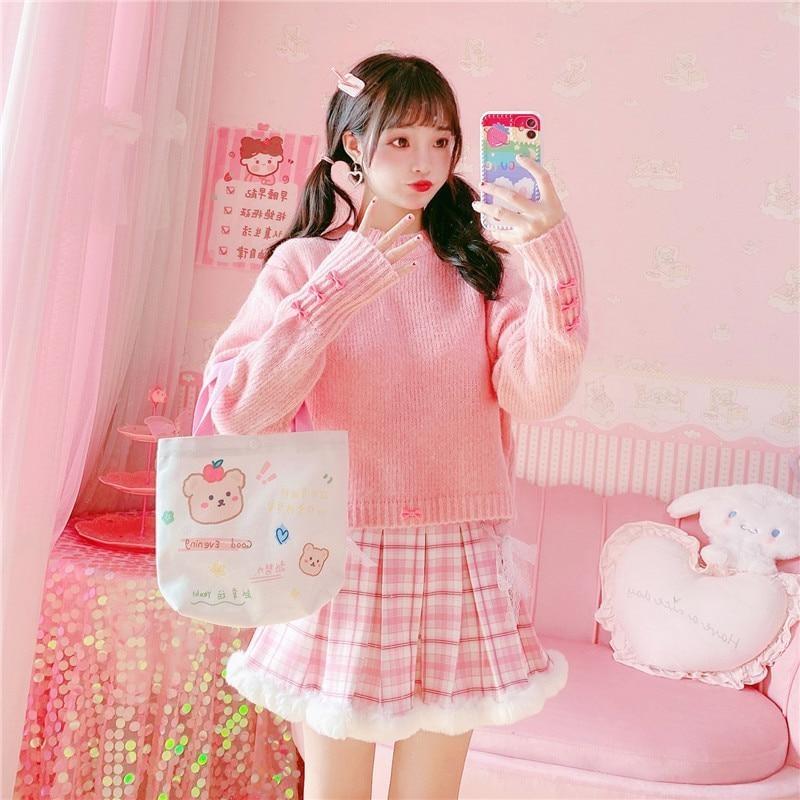 Princess Pink Plaid Fur Lined Skirt