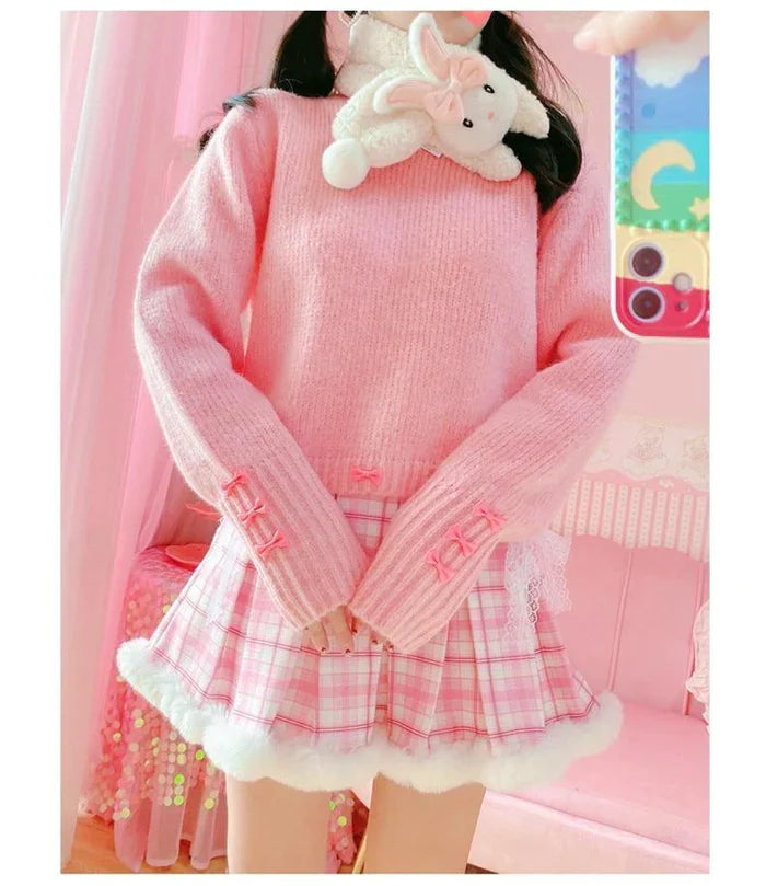 Princess Pink Plaid Fur Lined Skirt