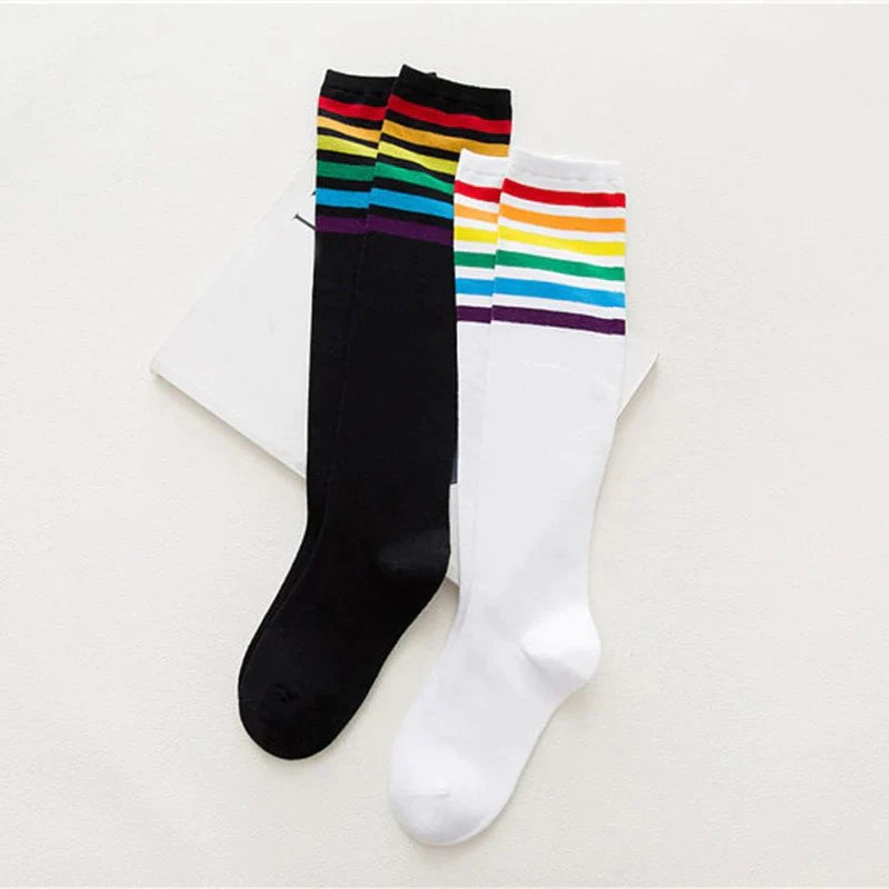 Rainbow Striped Pride Knee Socks