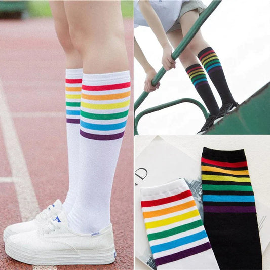 Rainbow Striped Pride Knee Socks